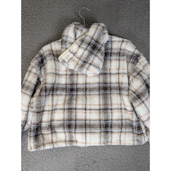 Aeropostale Women's Top Jacket Hooded Medium 1/4 Zip Fleece Fuzzy Crop Pullover - Picture 12 of 13